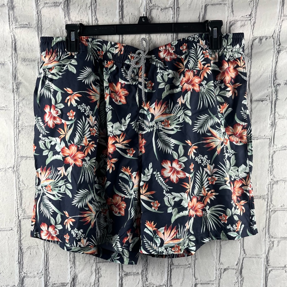 Biwisy  Size:2XL Men’s Floral Swim Trunks Elastic Waist Drawstring Pockets